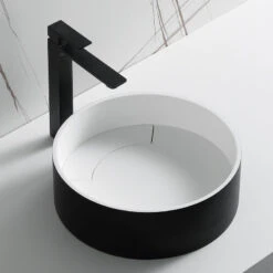 Black Matte 15" Round Solid Surface Resin Sink -Warm Bathroom 1411fd71009457c5 8257 w800 h800 b0 p0