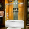 DreamLine Sapphire 56-60" W X 60" H Semi-Frameless Bypass Tub Door In Chrome