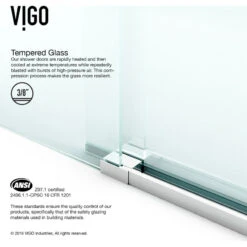 VIGO 34"x46" Frameless 3/8" Shower, Without Base, Chrome -Warm Bathroom 1521f0ed0f5b353d 9484 w800 h800 b1 p0