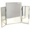 Glam Silver Frame Folding Vanity Mirror Table Top Triple Double Side Portable
