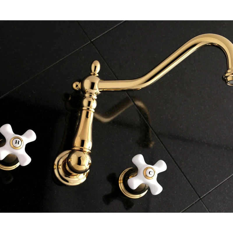 Kingston Brass Wall Mount Tub Faucet, Polished Brass 5 Kingston Brass Wall Mount Tub Faucet, Polished Brass - Image 5