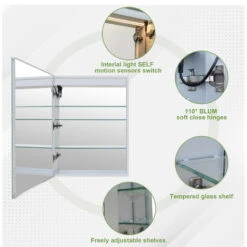 Recessed/Surface LED Light Mirror Medicine Cabinet Defogger, 20"x30" Left Hinge 21 Recessed/Surface LED Light Mirror Medicine Cabinet Defogger, 20"x30" Left Hinge -Warm Bathroom 1661abd902d8bc31 7237 w800 h800 b1 p0