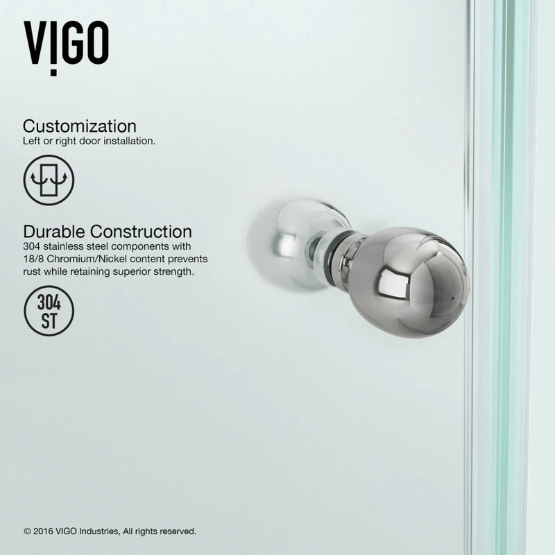 VIGO 34"x34" Frameless Neo-Angle 3/8" Shower, Without Base, Chrome 6 VIGO 34"x34" Frameless Neo-Angle 3/8" Shower, Without Base, Chrome - Image 6