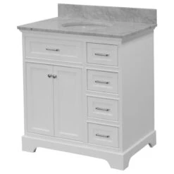 Aria 36" Bathroom Vanity, White, Carrara Marble -Warm Bathroom 17411b1702461fd4 9922 w800 h800 b1 p0