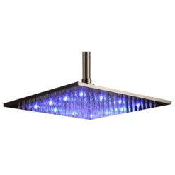 12" Oil Rubbed Bronze Square Color Changing LED Rain Shower Head, Solid Brass
