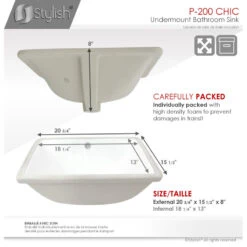 STYLISH 20" Porcelain Rectangular Undermount Bathroom Sink With Overflow -Warm Bathroom 1811a0b801e71a5d 5821 w800 h800 b1 p0