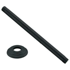 1/2" Ips X 12" Ceiling Mounted Shower Arm With Flange In Powder Coated Black