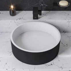 Black Matte 15" Round Solid Surface Resin Sink -Warm Bathroom 19b1a8cd02d49141 8257 w800 h800 b0 p0