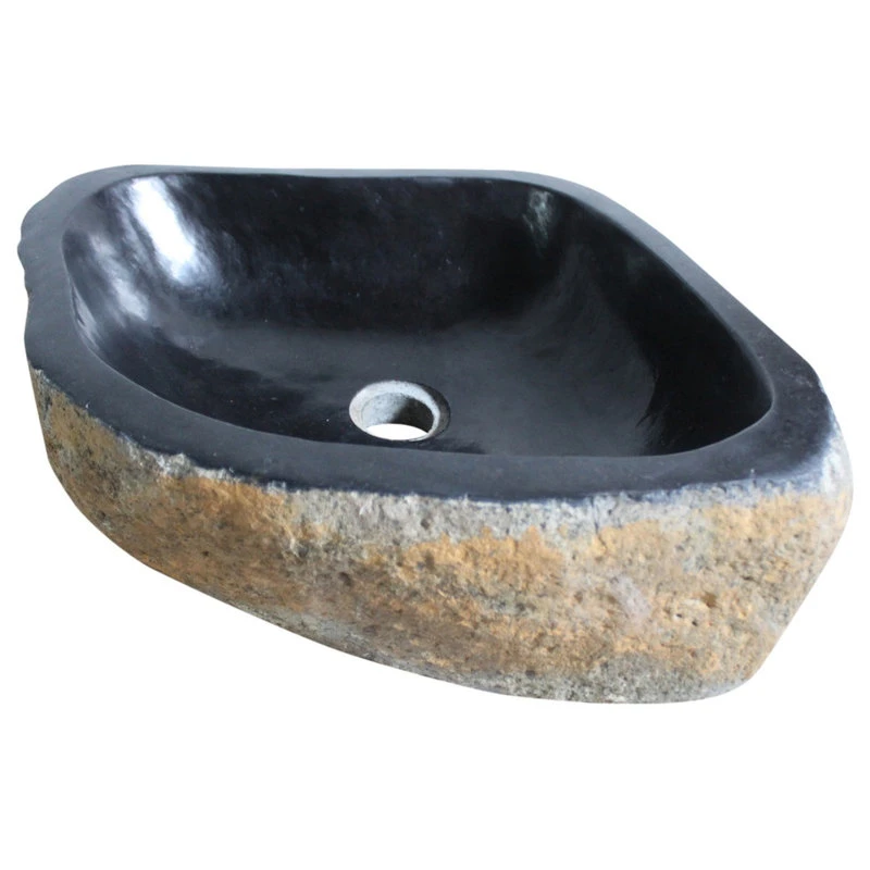 Rustic Natural Basalt Unique Bathroom Vessel Sink, 16-23 Inch, Natural Stone 2 Rustic Natural Basalt Unique Bathroom Vessel Sink, 16-23 Inch, Natural Stone - Image 2