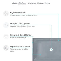 Voltaire 48 X36" Single-Threshold, Left Drain, Shower Base, Gray -Warm Bathroom 1a7114b50f7f3d4d 5409 w800 h800 b0 p0