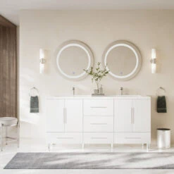 The Mendocino Bathroom Vanity, White, 67", Double Sink, Freestanding -Warm Bathroom 1b61f42503d9cb7d 8546 w800 h800 b0 p0