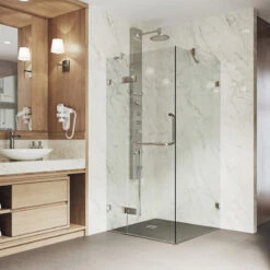 VIGO Monteray 34"x34" Frameless Shower Enclosure Without Base, Brushed Nickel -Warm Bathroom 1c5116ee0f5a2023 0618 w800 h800 b0 p0