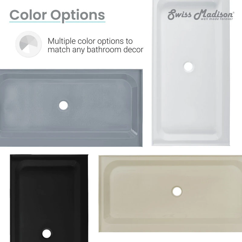 Voltaire 60"x30" Single-Threshold, Center Drain, Shower Base, Gray 7 Voltaire 60"x30" Single-Threshold, Center Drain, Shower Base, Gray - Image 7