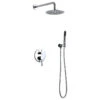 Modern Rain Shower System With Round Rainfall Shower Head Handheld Shower Set, C