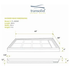 Transolid Linear 48"x36" Rectangular Shower Base With Right Hand Drain, White 20 Transolid Linear 48"x36" Rectangular Shower Base With Right Hand Drain, White -Warm Bathroom 1e71813c0ec28530 0952 w800 h800 b1 p0
