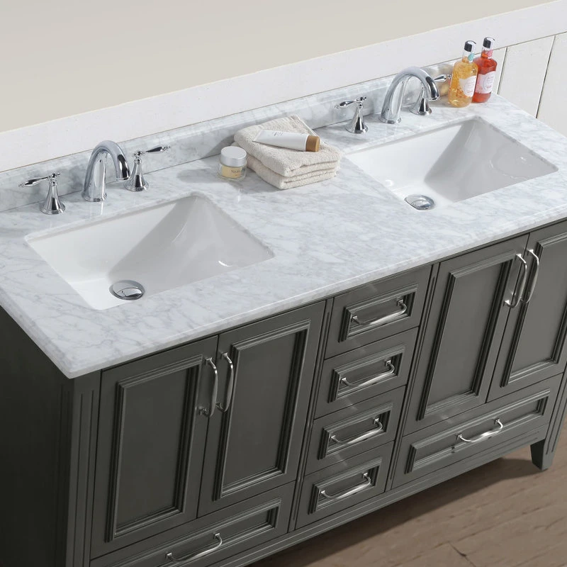 Jude French Bathroom Vanity, Distressed Gray, 60", Double 6 Jude French Bathroom Vanity, Distressed Gray, 60", Double - Image 6