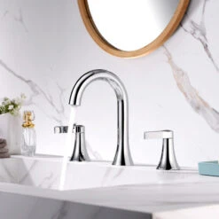 Luxier WSP11-T 2-Handle Widespread Bathroom Faucet With Drain, Chrome -Warm Bathroom 1ed1c9b101660d54 4890 w800 h800 b0 p0