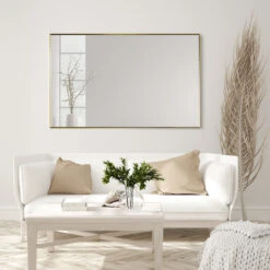 Sassi Rectangle Bathroom/Vanity Aluminum Framed Wall Mirror, Brushed Gold, 48" -Warm Bathroom 1f01ec1e028610e1 4762 w800 h800 b0 p0