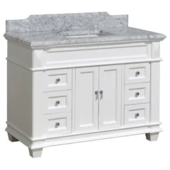 Elizabeth 48" Bathroom Vanity, White, Carrara Marble