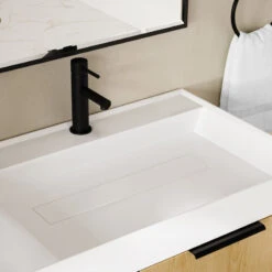 The Nuvo Bathroom Vanity, Double Sink, 55", Black Glass And Maple, Wall Mounted -Warm Bathroom 1fa1217603c744d0 4003 w800 h800 b0 p0