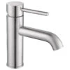 Aquaterior 1 Hole Bathroom Sink Round Faucet 1 Lever Cold & Hot Water Nickel