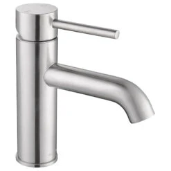 Aquaterior 1 Hole Bathroom Sink Round Faucet 1 Lever Cold & Hot Water Nickel