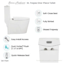 St. Tropez Elongated Toilet, Dual Flush, Glossy White 22 St. Tropez Elongated Toilet, Dual Flush, Glossy White -Warm Bathroom 2051f62a0283d302 2880 w800 h800 b1 p0
