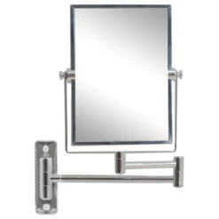American Imaginations 16.36-in. Rectangle Stainless Steel Wall Mount Magnifying Mirror In Chrome Color