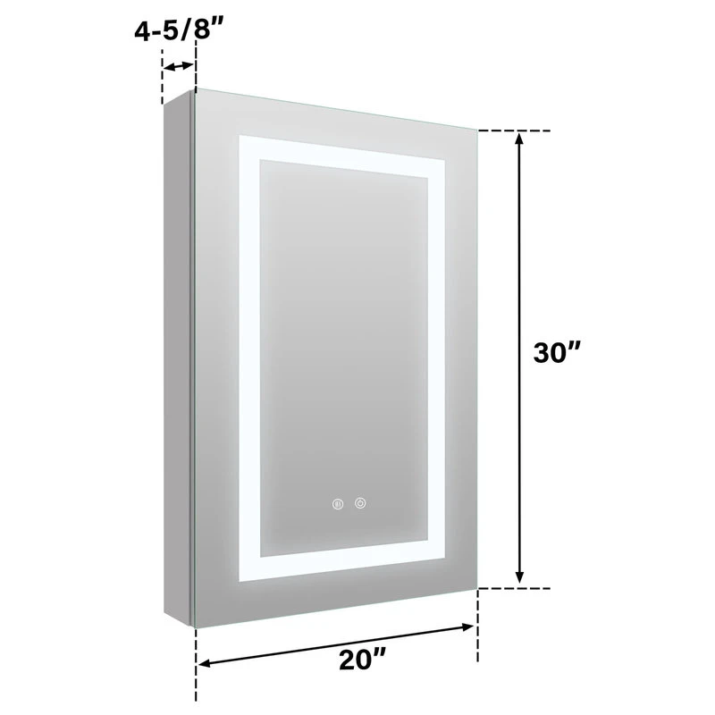 Recessed/Surface LED Light Mirror Medicine Cabinet Defogger, 20"x30" Left Hinge 10 Recessed/Surface LED Light Mirror Medicine Cabinet Defogger, 20"x30" Left Hinge - Image 10
