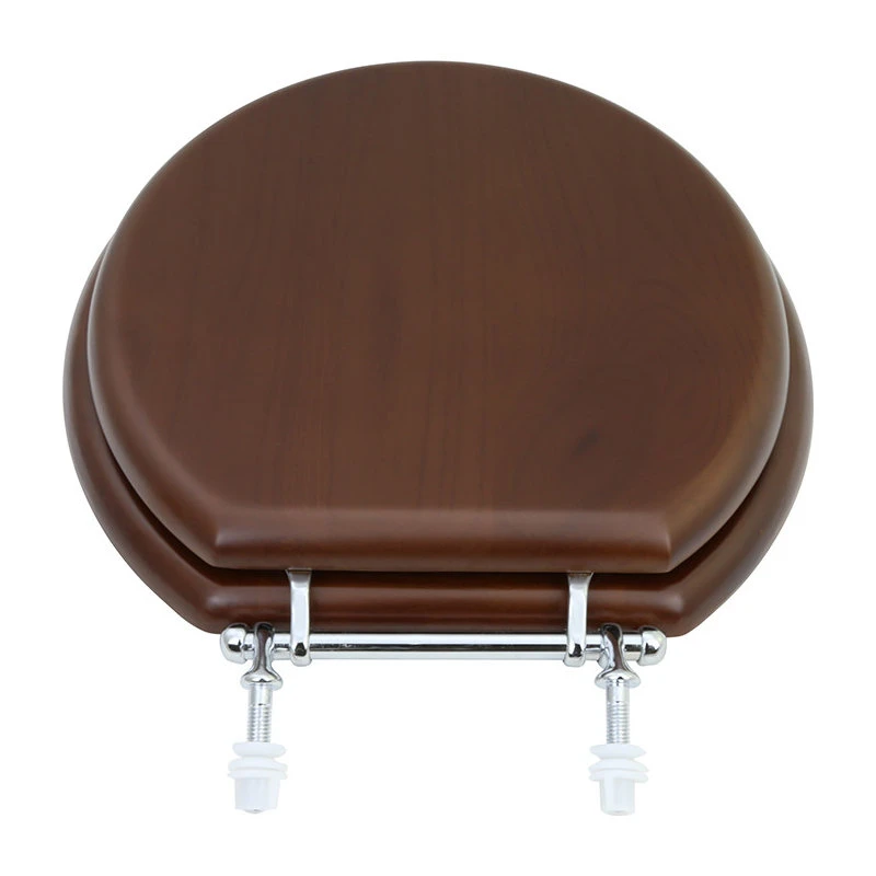 Solid Wood Dark Oak Toilet Round Seat With Chrome Hinge 7 Solid Wood Dark Oak Toilet Round Seat With Chrome Hinge - Image 7