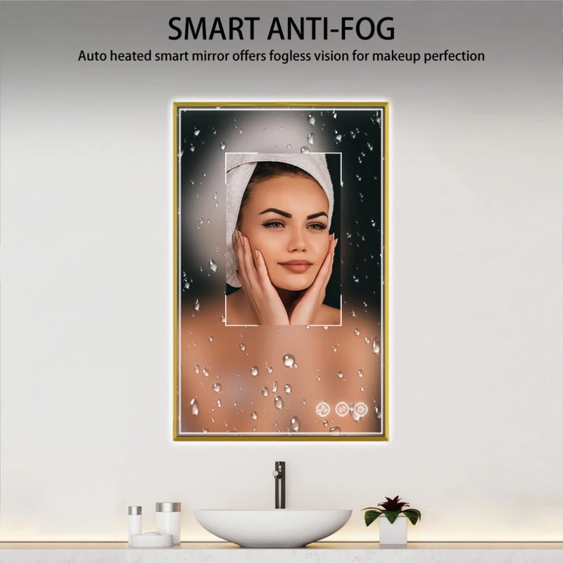 Fogless, Dimmable, Color Temperature Adjustable LED Mirror, Brush Gold, 24x36 6 Fogless, Dimmable, Color Temperature Adjustable LED Mirror, Brush Gold, 24x36 - Image 6