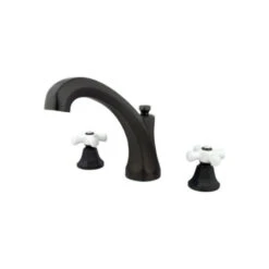 Oil Rubbed Bronze Roman Tub Filler With Porcelain Cross Handles KS4325PX
