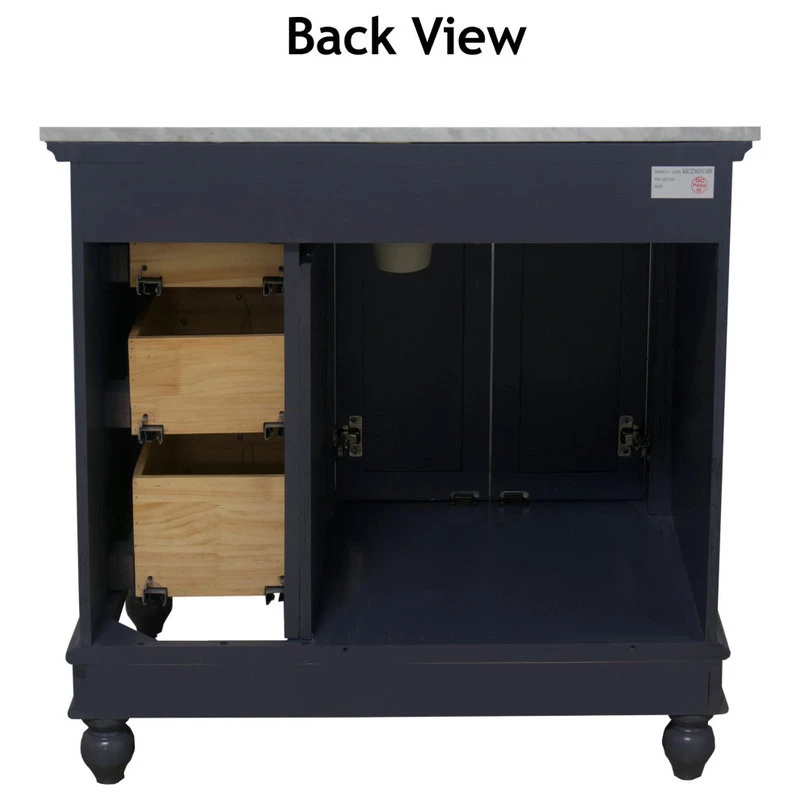 Bella 36" Single Bathroom Vanity In White With Carrara Marble Top 8 Bella 36" Single Bathroom Vanity In White With Carrara Marble Top - Image 8