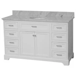 Aria 60" Bathroom Vanity, White, Carrara Marble, Single Vanity -Warm Bathroom 23d15fb201c50380 9142 w800 h800 b1 p0