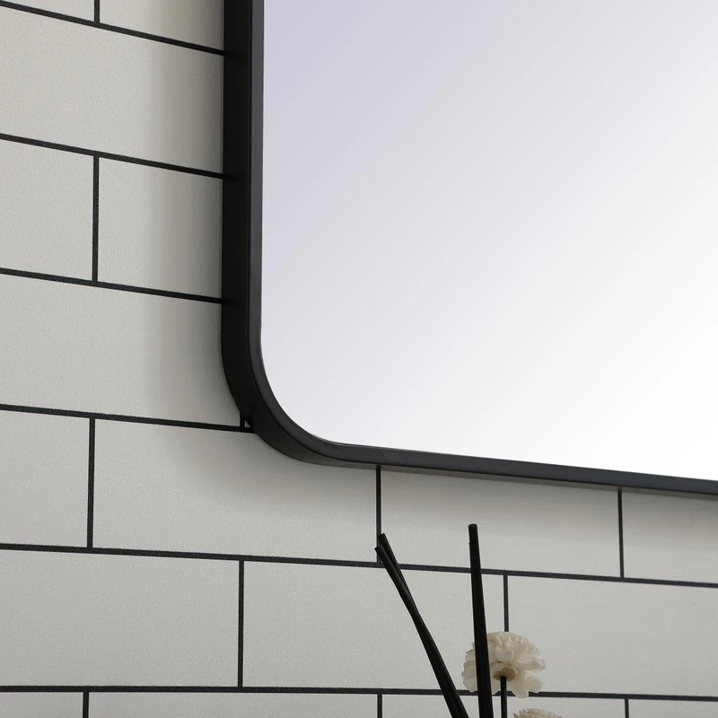 Ellis Soft Corner Metal Rectangular Mirror, Black, 30"x60" 5 Ellis Soft Corner Metal Rectangular Mirror, Black, 30"x60" - Image 5