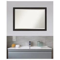 Furniture Espresso Narrow Beveled Bathroom Wall Mirror - 39.5 X 27.5 In. -Warm Bathroom 2401fade0d1d1b39 5256 w800 h800 b1 p0