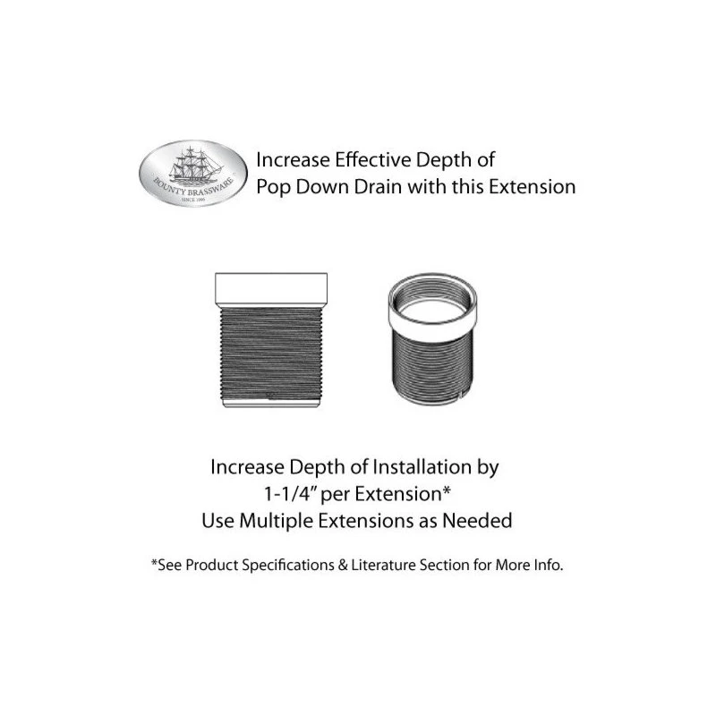 Threaded Extension, Pop Down Drain ONLY (this Will NOT FIT Other Brand Drains) 2 Threaded Extension, Pop Down Drain ONLY (this Will NOT FIT Other Brand Drains) - Image 2