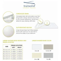 Transolid Linear 48"x36" Rectangular Shower Base With Right Hand Drain, White 21 Transolid Linear 48"x36" Rectangular Shower Base With Right Hand Drain, White -Warm Bathroom 24d12f5d0ec28531 0952 w800 h800 b1 p0