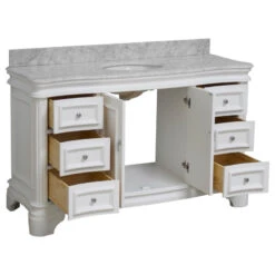 Katherine 60" Bath Vanity, White, Carrara Marble, Single Vanity -Warm Bathroom 24f130aa01661066 4498 w800 h800 b1 p0