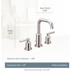 Moen T6142 Gibson Widespread Bathroom Sink Faucet - - Brushed Nickel -Warm Bathroom 250198080fb8f079 5329 w800 h800 b1 p0