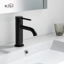 Circular Brass Single Handle Bathroom Faucet KBF1008, Matte Black, With Drain -Warm Bathroom 2521f0fa0f1b562d 7084 w800 h800 b0 p0