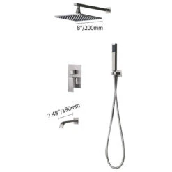 LED Brushed Nickel Shower Set 8" Rain Shower & Tub Spout Shower Combo Set, 10" -Warm Bathroom 25a1ef310194cef2 8835 w800 h800 b1 p0