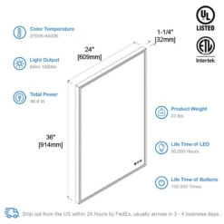 Fogless, Dimmable, Color Temperature Adjustable LED Mirror, Brush Gold, 24x36 15 Fogless, Dimmable, Color Temperature Adjustable LED Mirror, Brush Gold, 24x36 -Warm Bathroom 25d1d2c801689959 6955 w800 h800 b1 p0