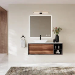 The Rhone Bathroom Vanity, Single Sink, 48", Walnut And Dark Gray, Wallmounted -Warm Bathroom 27011c0003c74448 4004 w800 h800 b0 p0