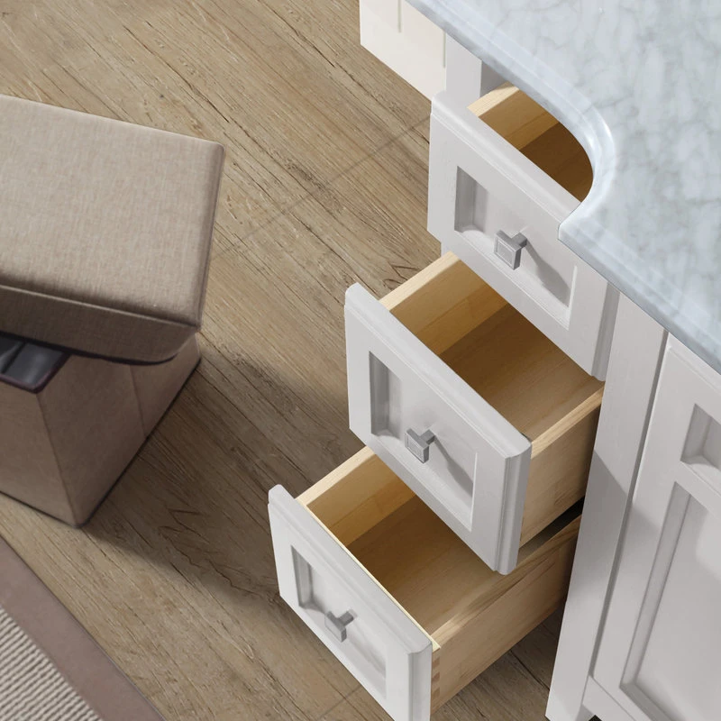 Luz 48" Single Bathroom Vanity In White With Italian Carrara Marble Top 5 Luz 48" Single Bathroom Vanity In White With Italian Carrara Marble Top - Image 5