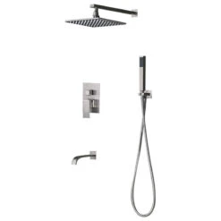 LED Brushed Nickel Shower Set 8" Rain Shower & Tub Spout Shower Combo Set, 10"