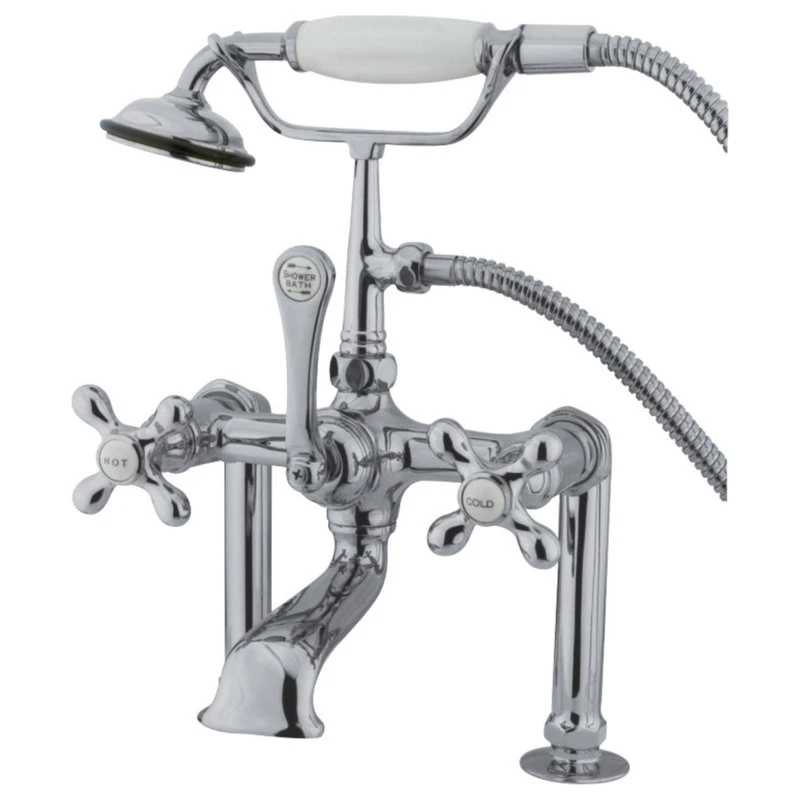Kingston Brass 7" Deck Mount Clawfoot Tub Faucet W/Hand Shower, Polished Chrome 1 Kingston Brass 7" Deck Mount Clawfoot Tub Faucet W/Hand Shower, Polished Chrome