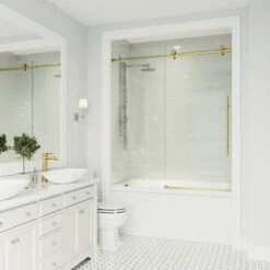 VIGO Elan Frameless Sliding Bathtub Door In Matte Gold -Warm Bathroom 28e101ad0f735633 4231 w800 h800 b0 p0