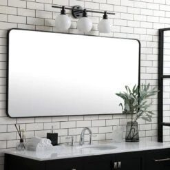 Ellis Soft Corner Metal Rectangular Mirror, Black, 30"x60" 9 Ellis Soft Corner Metal Rectangular Mirror, Black, 30"x60" -Warm Bathroom 2a21d1ea00958d69 0953 w800 h800 b0 p0