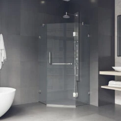 VIGO Piedmont 34"x34" Frameless Neo-Angle 3/8" Shower, Without Base, Brushed Nic -Warm Bathroom 2b4113c00f5b3f3b 9461 w800 h800 b0 p0